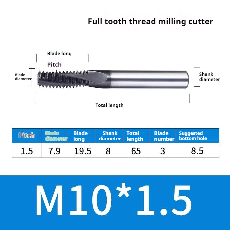 2034-65° three-tooth thread milling cutter, tungsten steel alloy end mill, tooth milling cutter, three-edged coating, M2M3M4M6 CNC cutter Shandong Denso Pricision Tools Co.,Ltd.
